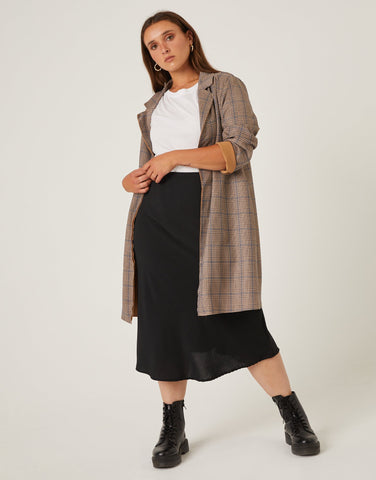 Plus Size Bias Cut Midi Skirt