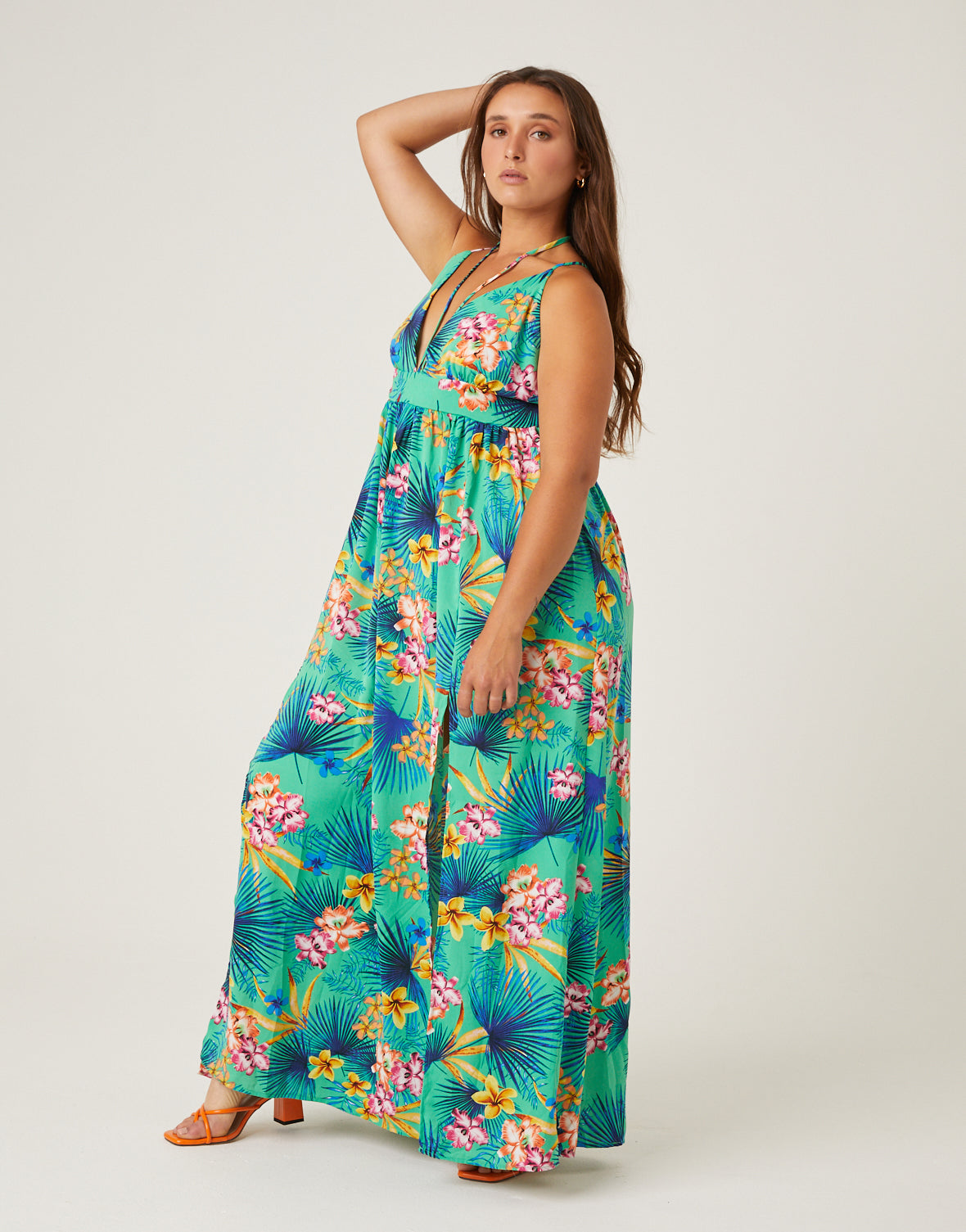 Plus Size Bold Tropical Maxi Dress