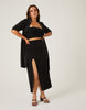 Plus Size Double Slit Midi Skirt