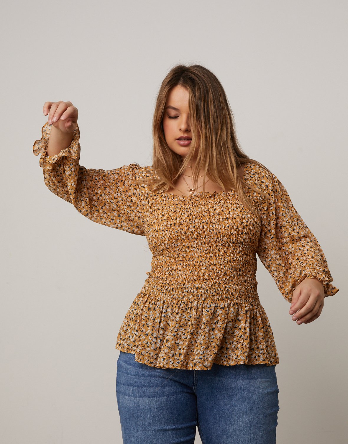 Plus Size Floral Smocked Top