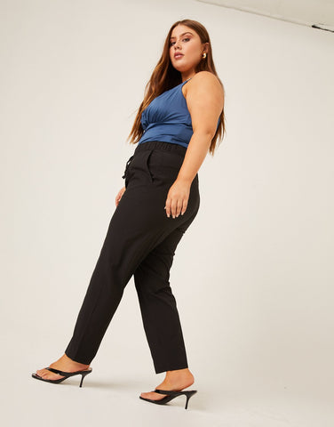 Plus Size Smooth Woven Joggers