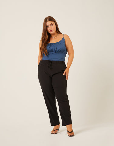 Plus Size Smooth Woven Joggers