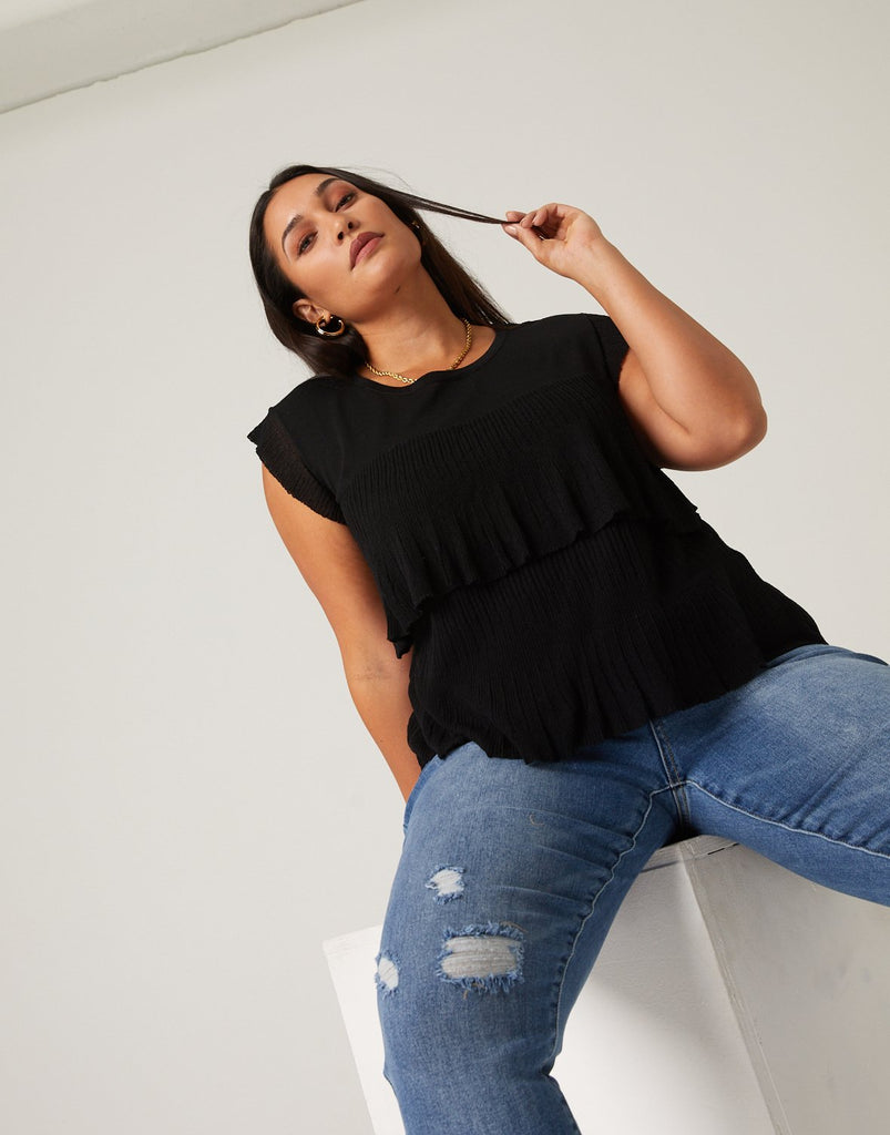 Plus Size Tiered Knit Top