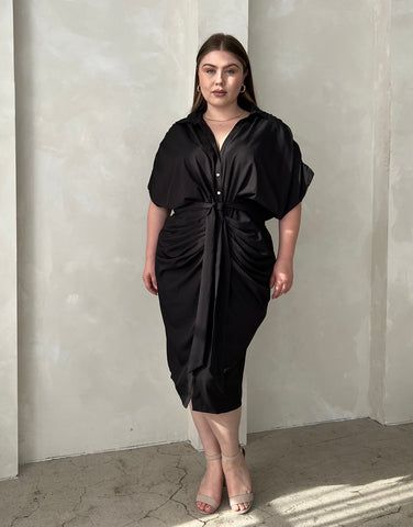 Plus Size Woven Ruched Dress