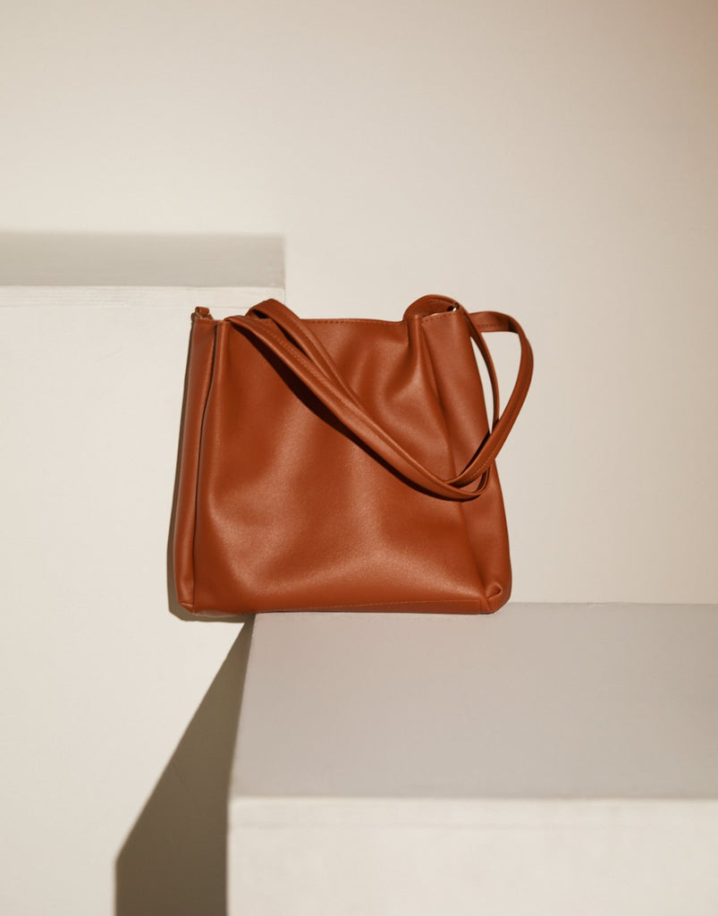 Faux Leather Medium Shoulder Bag