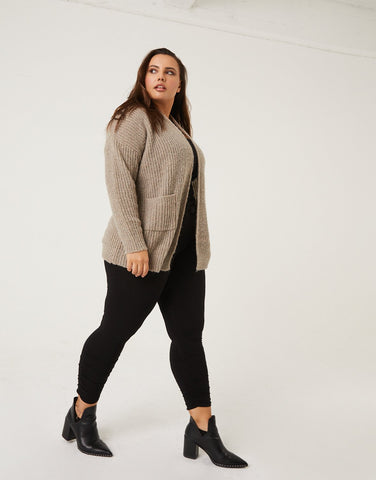 Plus Size Open Cardigan With Pockets